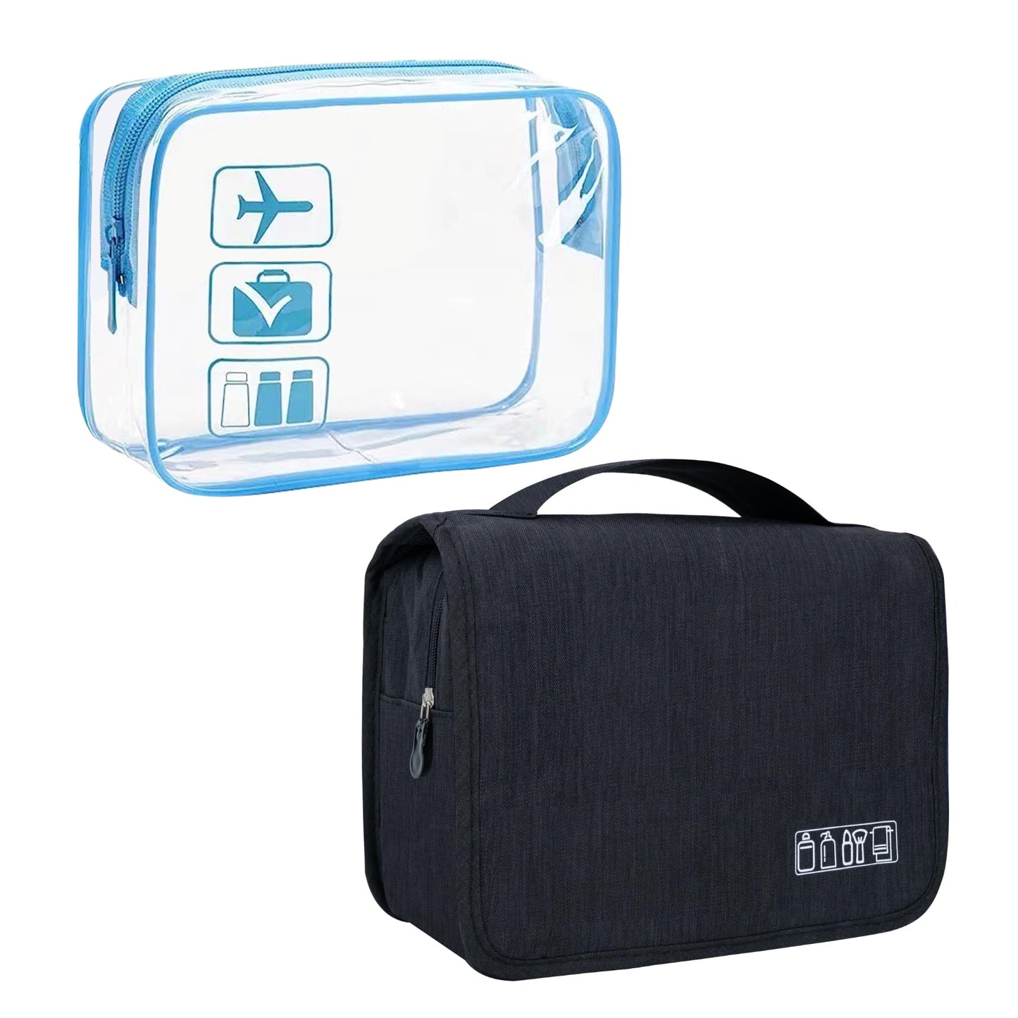 Lcsmaokin Large Capacity Toiletry Bag Travel Bag with Hanging Hook for Men and Women Waterproof Travel Cosmetic Bag Bathroom Bag,with TSA Approved Zippers Clear Travel Makeup Bag Carry-on