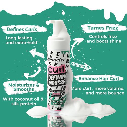 Immetee Curly Hair Mousse - Coconut Oil & Silk Protein for Frizz Control | Extra Moisture Lock, 200ml