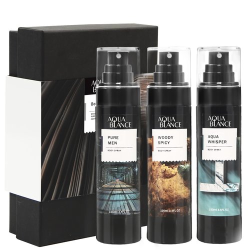 AQUA BLANCE Fragrance Mist, Body Spray for Men, Pack of 3, Each 3.4 Fl Oz