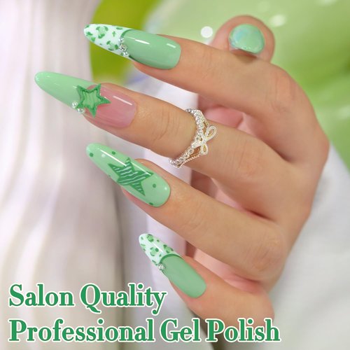 Double Rhythm 15ML Gel Nail Polish Pure Sheer Same Color Same Bottle Soak Off Gel Polish Art Manicure Salon DIY at Home for Women (Light Sage Green-A1773)