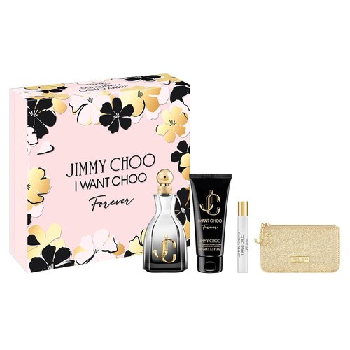 Jimmy Choo I Want Choo Forever Eau de Parfum Gift Set - 4 Piece Luxury Collection with Travel Spray & Pouch