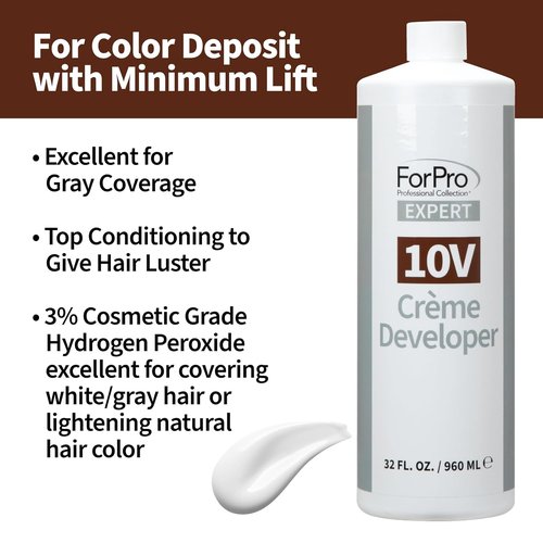 ForPro Expert 10 Volume Crème Developer - Hair Lightening & Gray Coverage | 32 Fl Oz