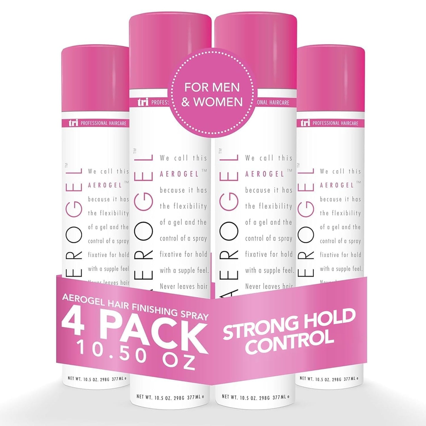 TRIDESIGN Aerogel Hairspray - Strong Hold Finishing Spray for Volumizing & Control | Non-Sticky, Scented - 4 Pack (10.5 Oz)