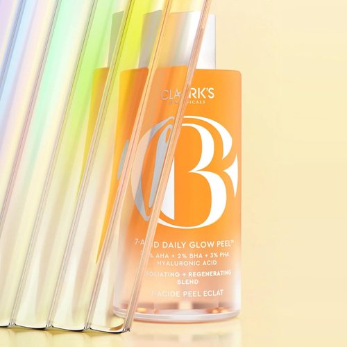 Clark's Botanicals 7-Acid Daily Glow Peel - AHA BHA Chemical Exfoliant for Brightening & Pore Purifying | 4.2 Oz