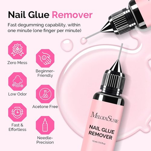 MelodySusie Nail Glue Remover - Acetone-Free Formula for Press-On Nails | 2PCS Multi-Functional Liquid