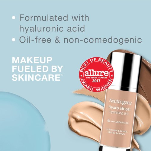Neutrogena Hydro Boost Hydrating Tint - Lightweight Oil-Free Foundation with Hyaluronic Acid | 20 Natural Ivory, 1.0 fl. oz