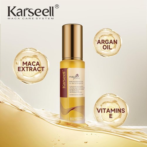 Karseell Moroccan Argan Oil - Cold Pressed Hair Serum for Dry, Damaged Hair | 50ml