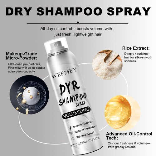 Regine Switzerland Dry Shampoo Spray - Volumizing Formula with Rice Starch for Light Tones