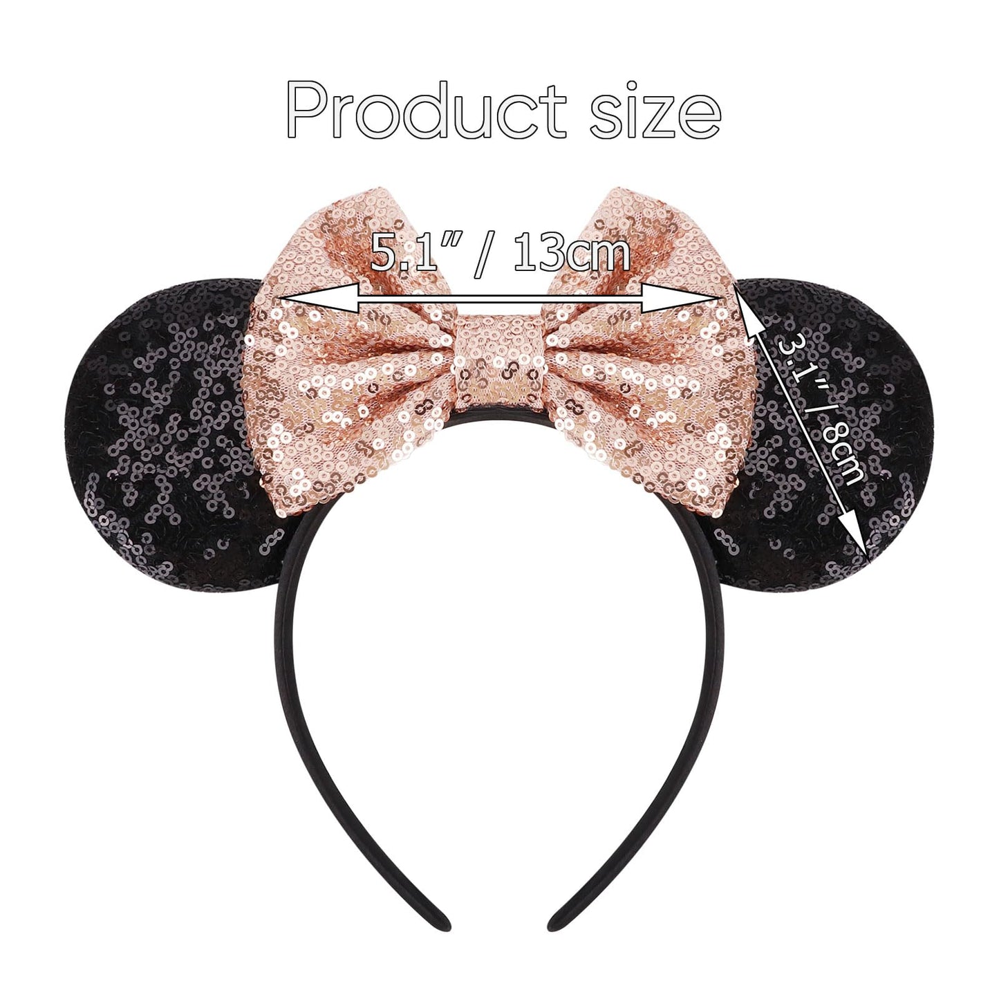 AQOKKA 1 Pcs Mouse Ears Headbands with Bow for Birthday Party, Hair Hoop Party Decoration Cosplay Costume Hair Accessories for Women & Girls