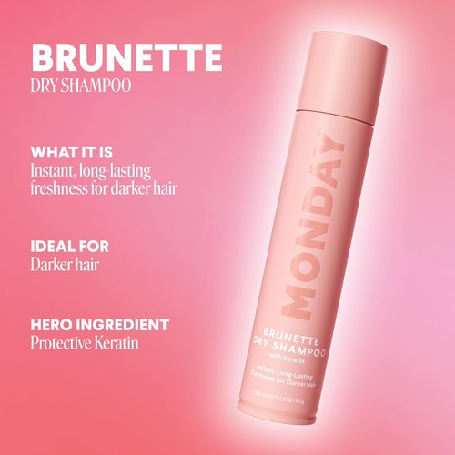 Monday Haircare Brunette Dry Shampoo - Oil-Absorbing Formula with Keratin for Dark Hair | 200 mL