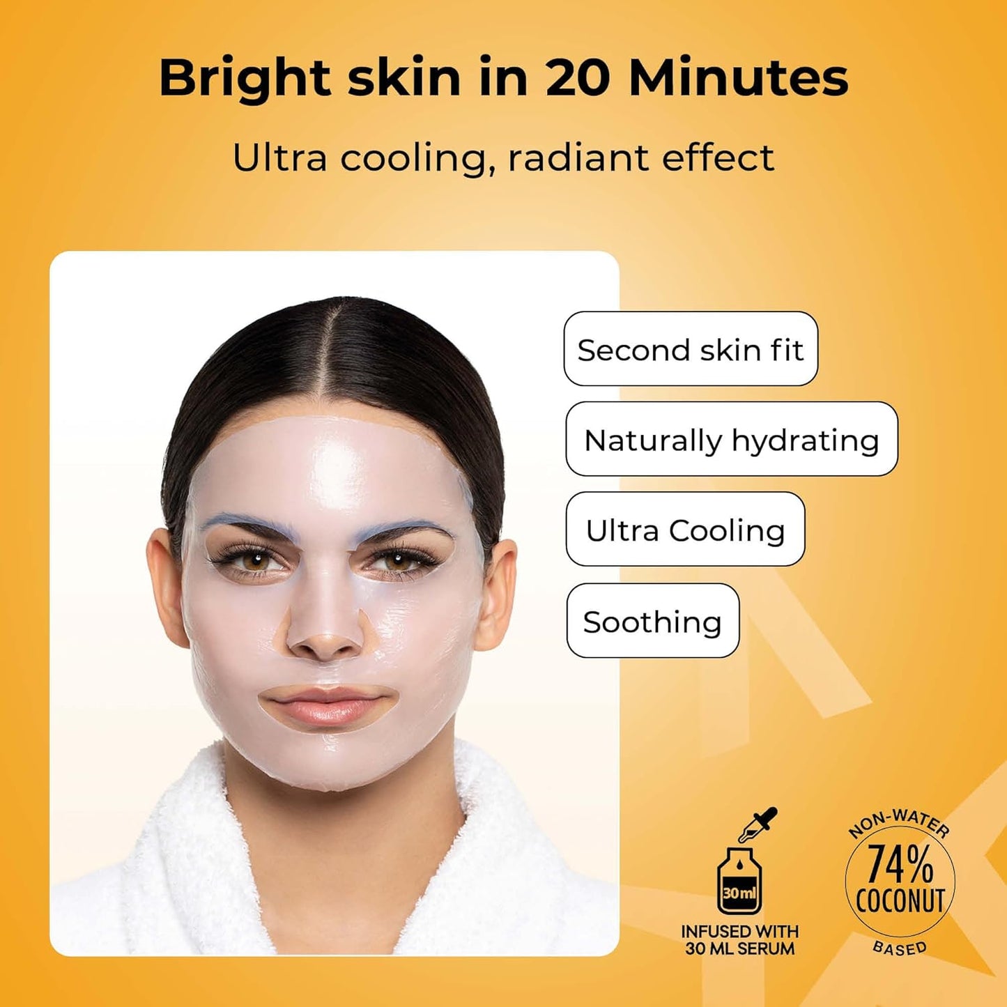 STARSKIN After Party Bio-Cellulose Brightening Face Mask - Energizing & Soothing | 1x40g, All Skin Types