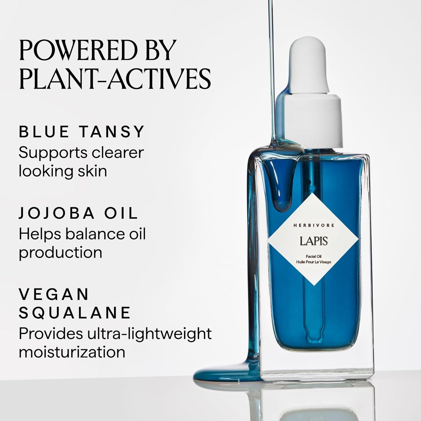 HERBIVORE Lapis Facial Oil - Balances Oil & Soothes Redness | Blue Tansy & Squalane | Vegan & Non-Comedogenic