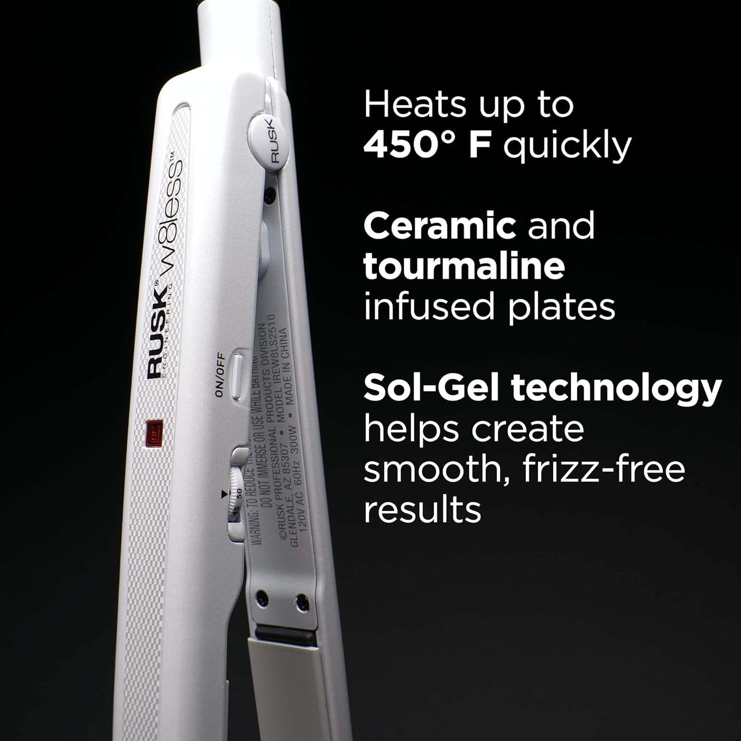 Skiennix Ceramic & Tourmaline W8less Str8 Straightening Iron - 1 Inch for Sleek, Smooth Hair