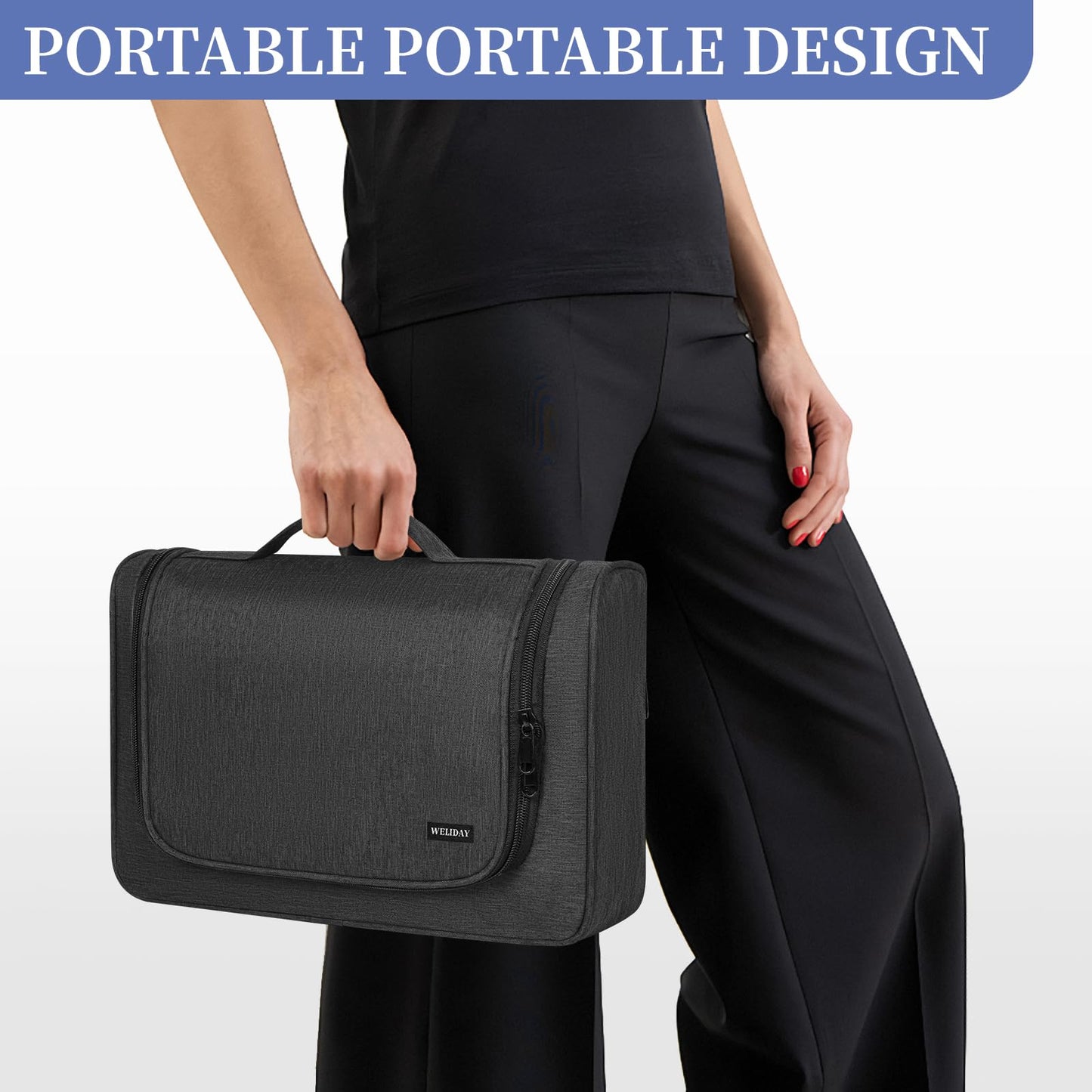 WELIDAY Travel Storage Bag Compatible with Dyson Airwrap Styler, Portable Travel Organizer for Hair Curler and Attachment with Multi-pockets (Front Open Design, Gray)