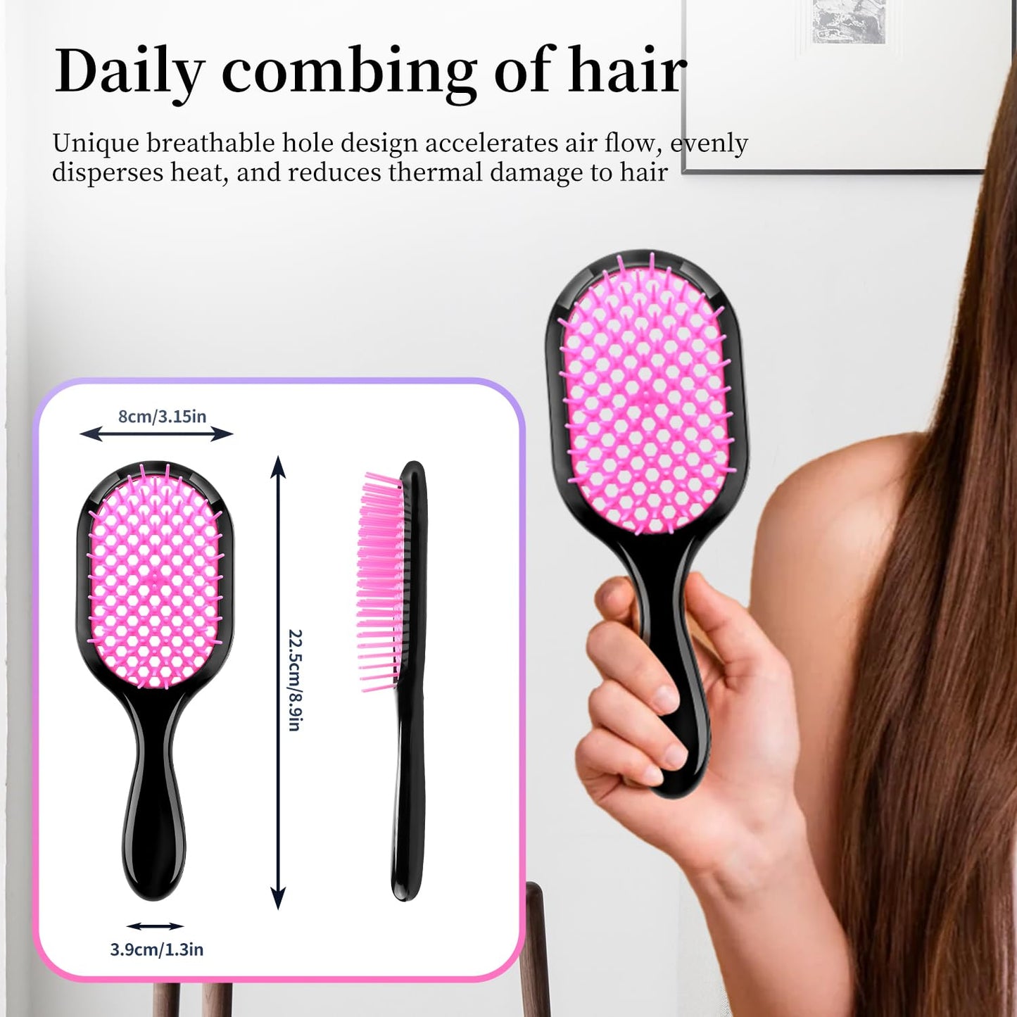 Skiennix Detangling Brush Set - Gentle & Effective for Wet/Dry Hair Types | Ultra-Light, Ventilated (Pink, Purple, Green, Black)