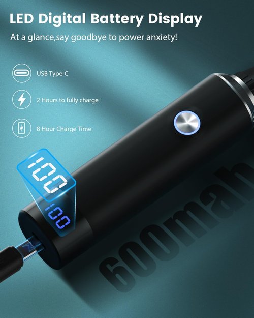 Ear & Nose Hair Trimmer with LED Display for Men Women,Painless USB Rechargeable Eyebrow & Facial & Nose Hair Trimmer Clipper,Professional IPX7 Waterproof Dual Edge Blades