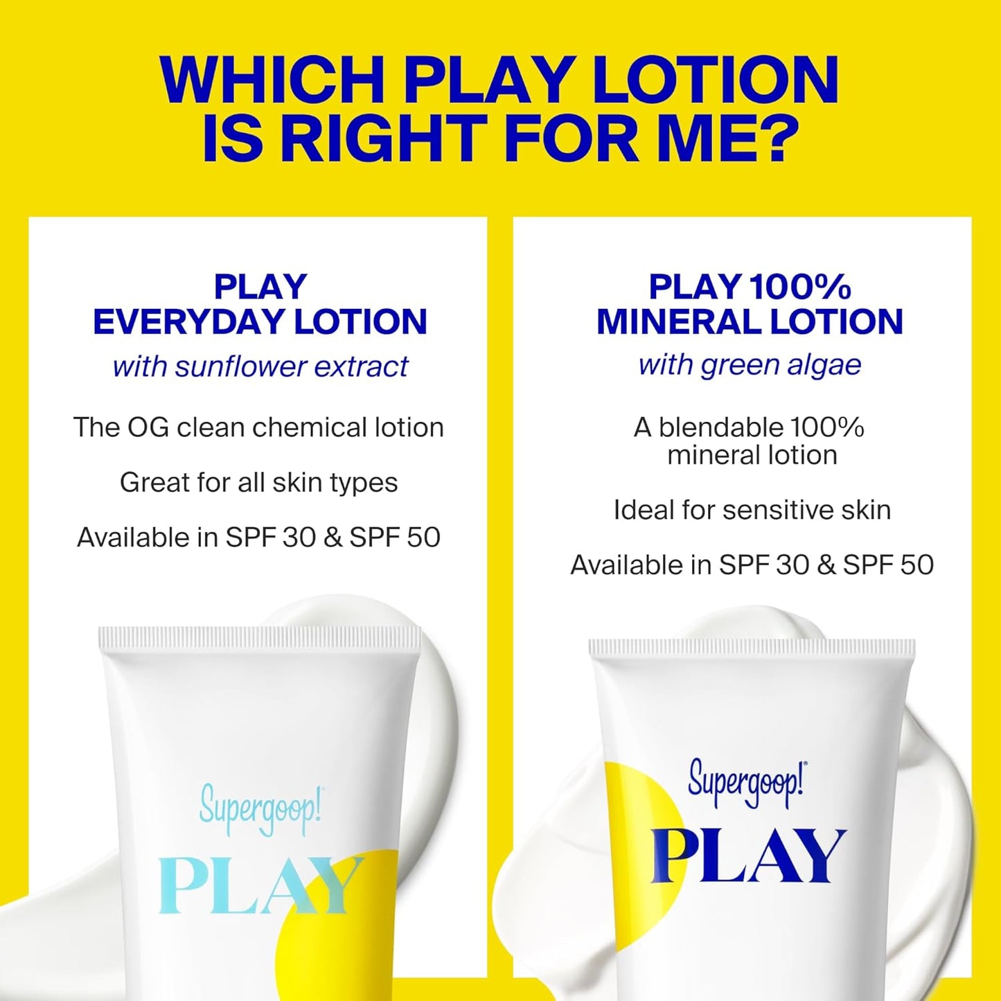 Supergoop! PLAY Mineral Lotion - Broad Spectrum SPF 50 Sunscreen for Face & Body - 1 fl oz, Lightweight & Water-Resistant with Green Algae