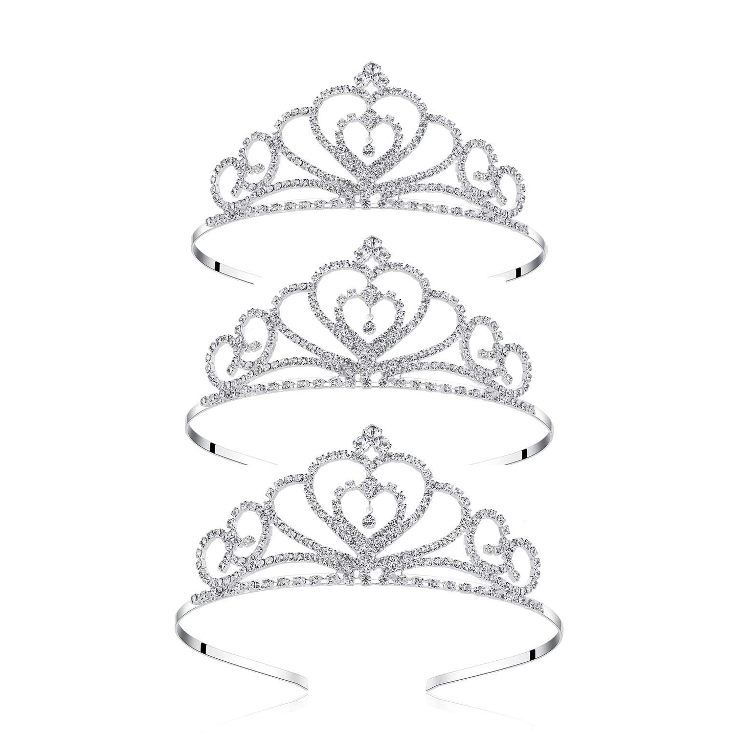 Lovelyshop Rhinestone Crystal Tiara-Wedding Bridal Prom Birthday Pegeant Prinecess Crown (Heart）-3 Pack