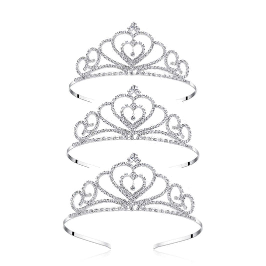 Lovelyshop Rhinestone Crystal Tiara-Wedding Bridal Prom Birthday Pegeant Prinecess Crown (Heart）-3 Pack