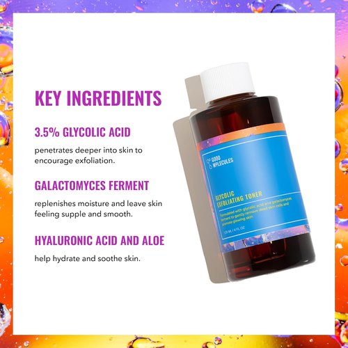 Good Molecules Glycolic Exfoliating Toner - Daily Facial Toner with Hyaluronic Acid for Glowing Skin