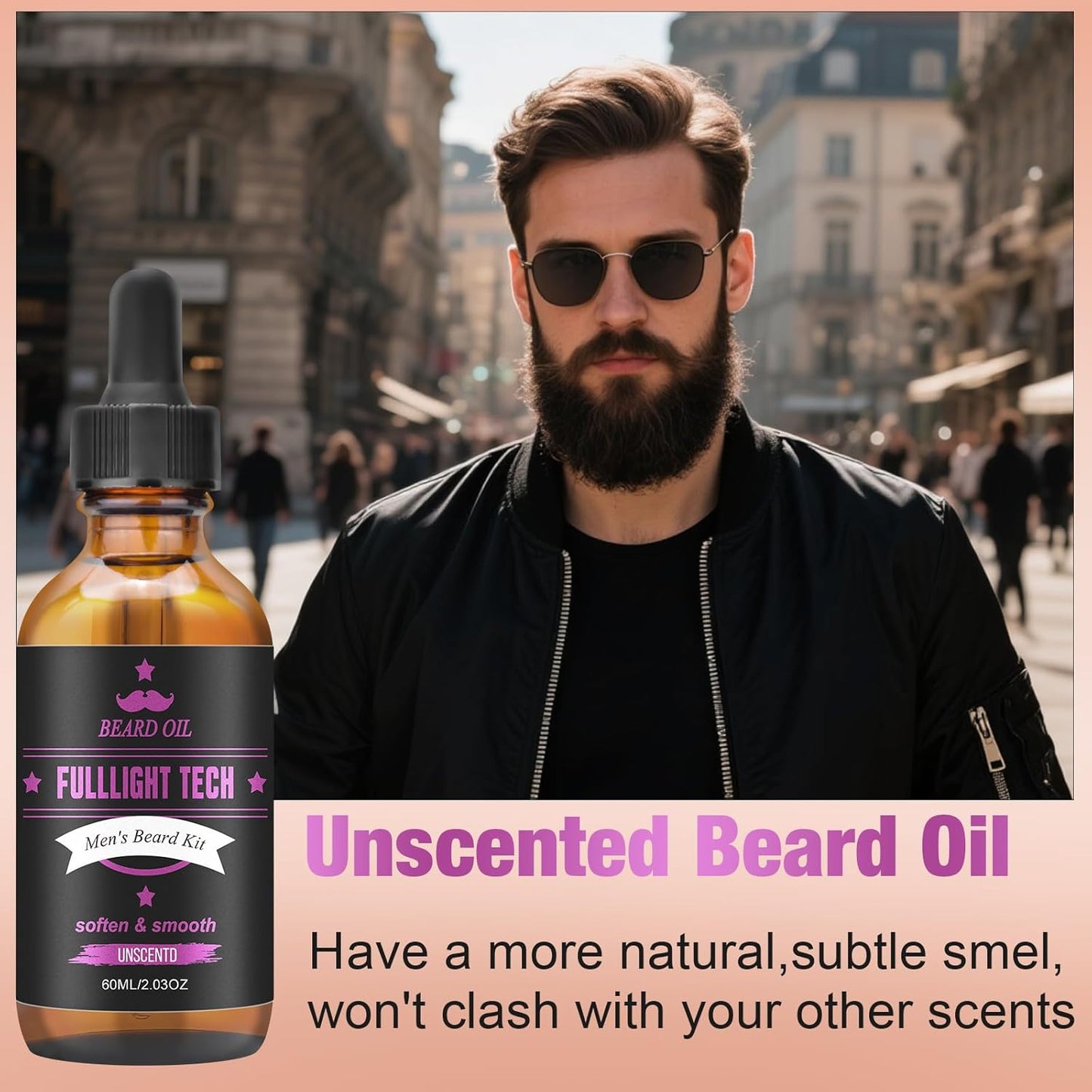 Skiennix Beard Oil for Men - Natural Sandalwood & Unscented Formula | 4 Fl Oz, 2 Pack, Softens & Moisturizes