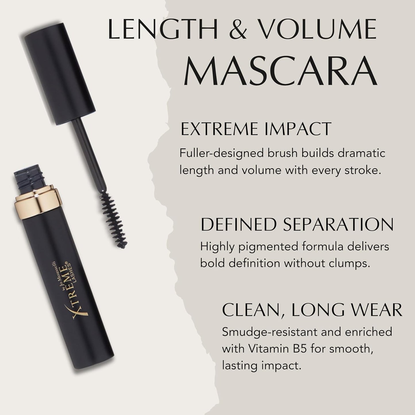 Xtreme Lashes Length & Volume Mascara - Black, 0.25 Oz | Waterproof, Long-Lasting, Vitamin B5 Enriched