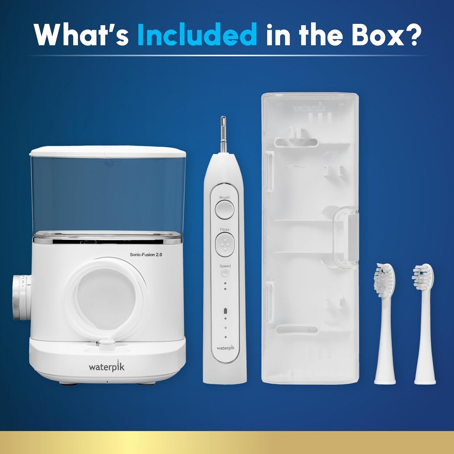Waterpik Sonic-Fusion 2.0 Electric Toothbrush & Water Flosser Combo - Daily Gum Care & Teeth Cleaning, White