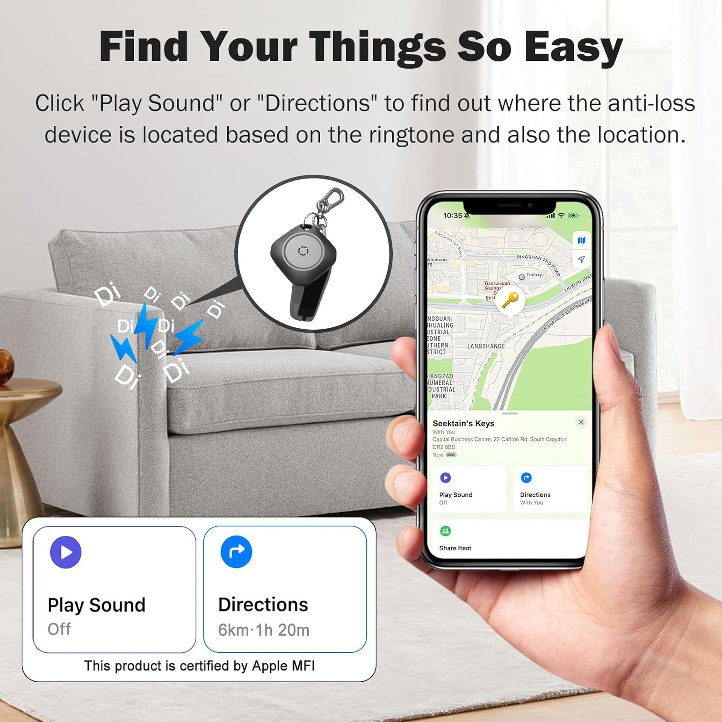 weTag Air Tracker Tag | 4-Pack Smart Bluetooth Luggage Tracker with Replaceable Battery - Black