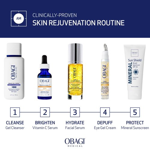 Obagi Daily Hydro-Drops Facial Serum & Eye Gel Cream Set - 1oz Serum Hydrates & Reduces Wrinkles | .5oz Eye Cream Brightens & Smooths