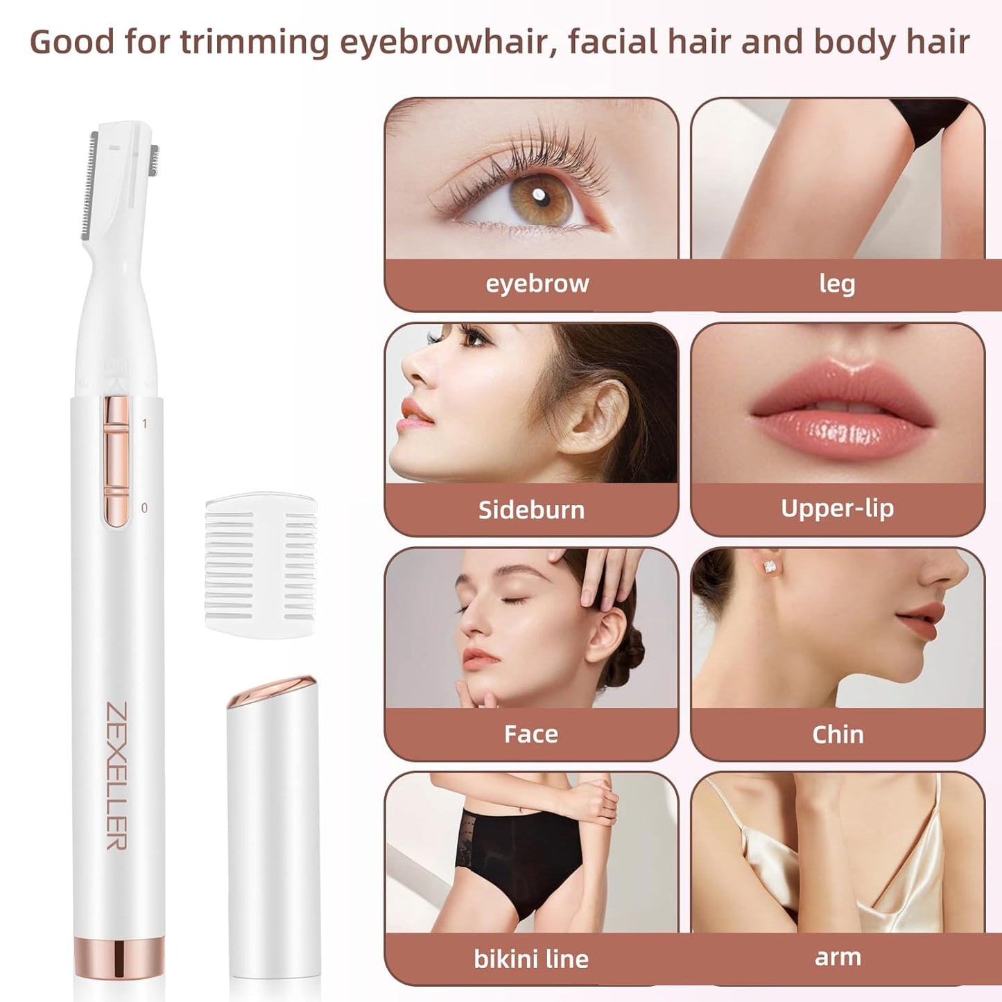 Skiennix Eyebrow Trimmer - Precision Facial Hair Remover for Chin, Neck & Upper Lip | Battery Operated