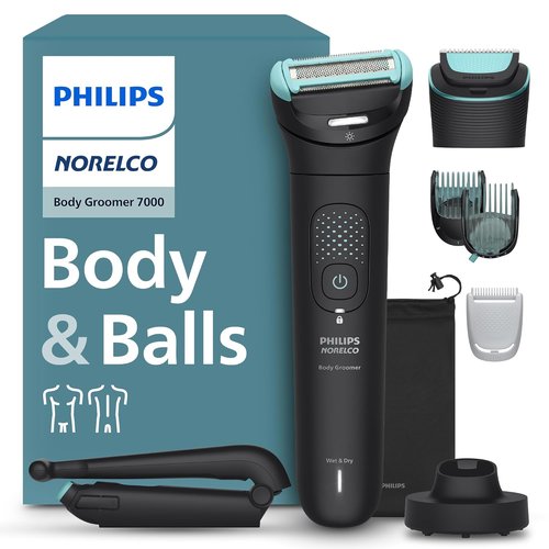 Philips Norelco Body Groomer 7000 - Men's Whole Body Groomer with 2D Flexing Head & Triple Protect Shave System | 100% Showerproof, BG7480/50