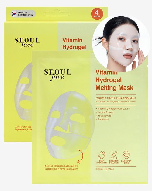 DERMAL Vitamin Hydrogel Melting Jelly Gel Mask - Korean Overnight Face Mask for Radiant Skin | Anti-Aging & Even Skin Tone - 4 Pack