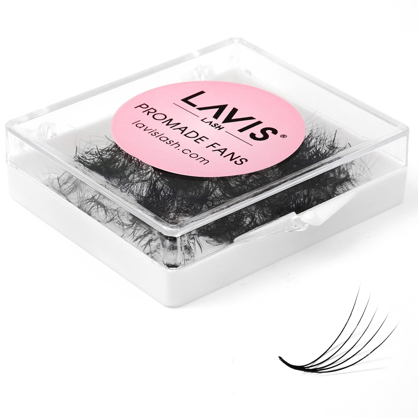 LAVISLASH 500 Promade Fans Eyelash Extension | Handmade Loose Volume Lash | Mutiple Options 3D-8D/10D/12D/14D/16D Fans | 0.03/0.05/0.07mm Thickness | C/CC/D Curl | 8-16mm Length(5D-0.07-C-12mm)