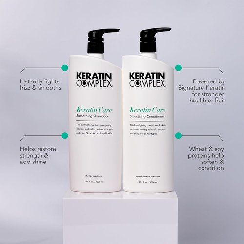 Keratin Complex - Smoothing Shampoo & Conditioner Duo for Frizz Control | 33.8 fl oz Each