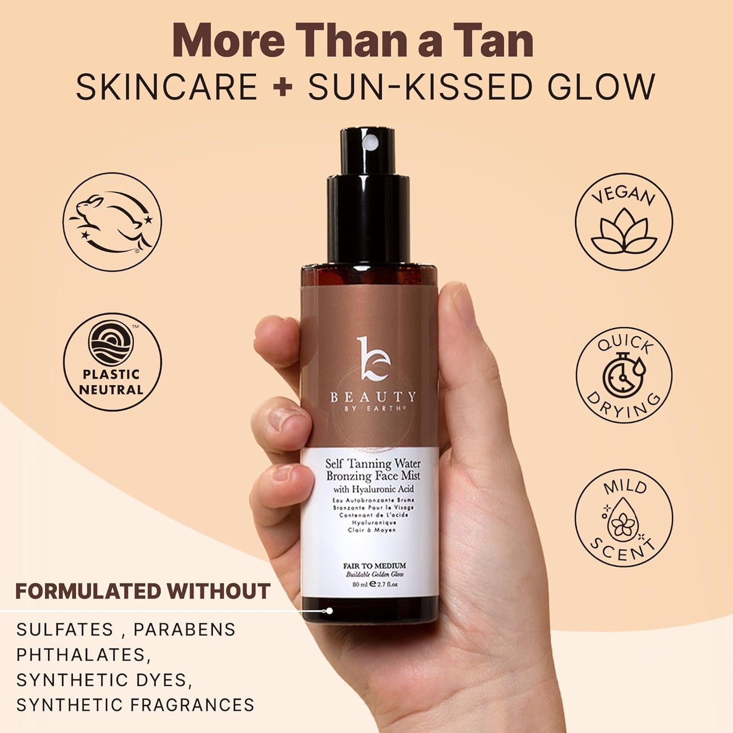 Skiennix Bronzing Face Tanner Spray - Sunless Tanning Water with Natural Ingredients | USA Made