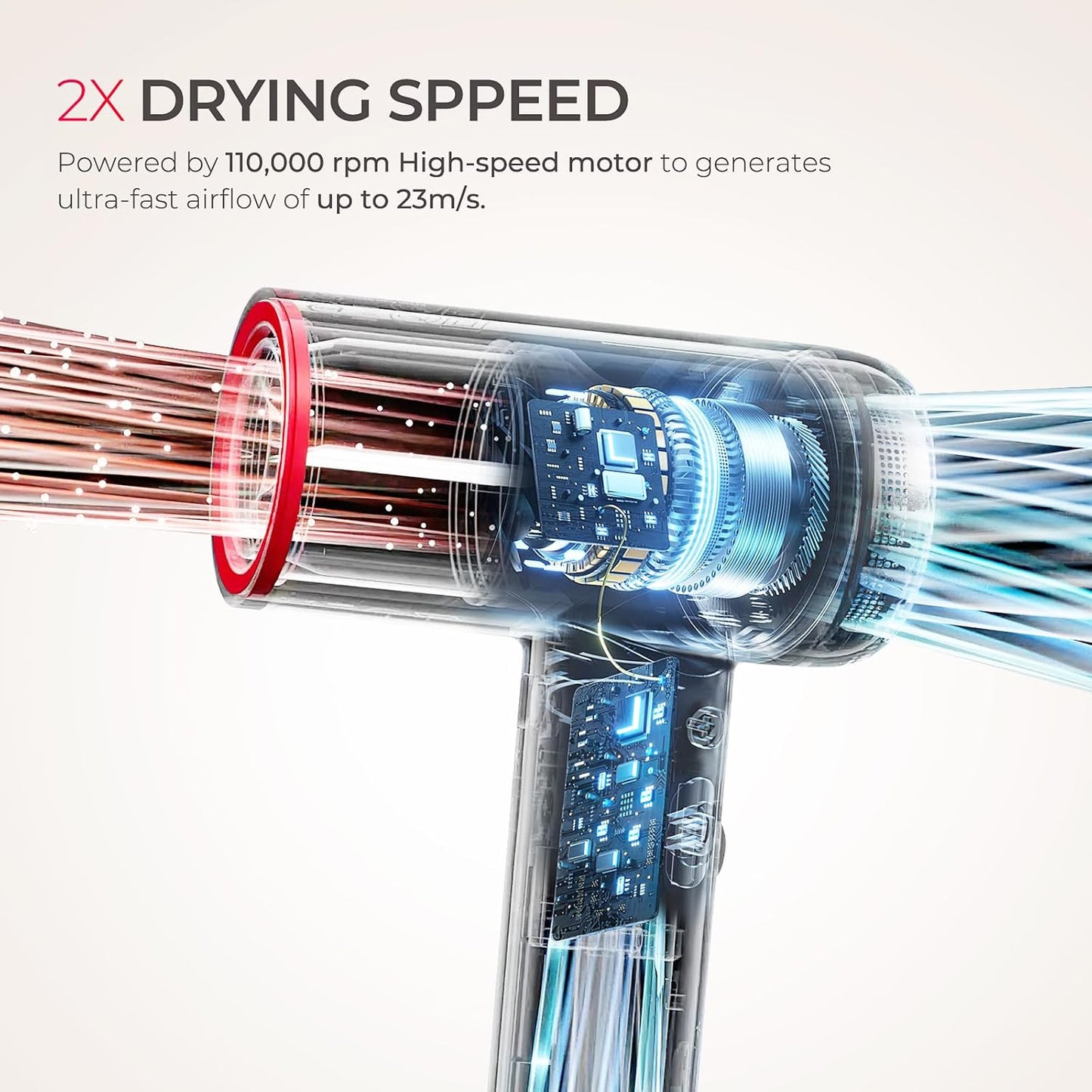 TYMO Hair Dryer - 1500W High-Speed Professional Blow Dryer with Diffuser & Comb | Fast Drying, 3 Speeds, Low Noise