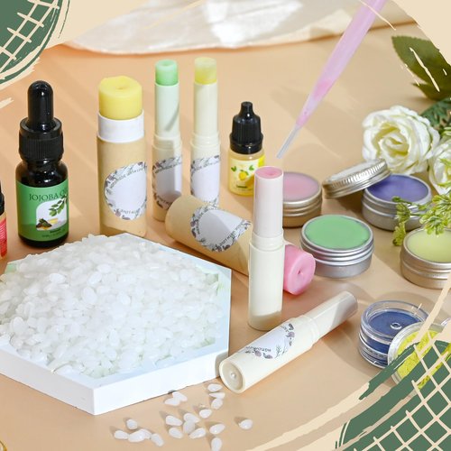 Gdblsm Lip Balm Making Kit- DIY Lip Balm Kit for Women, Make Your Own Moisturizing Lip Balms Craft Kits with Coconut Oil, Beeswax, Jojoba oil, Lip Gloss Set Lip Care Christmas Gift for Girls & Women