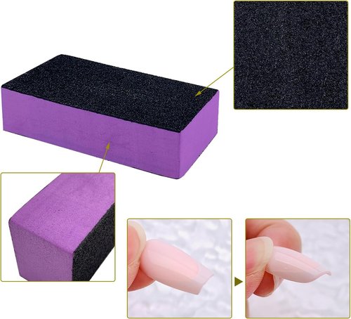 HeeYaa Nail Buffer Sanding Block Set - 10 Pcs 100/180 Grit Polisher for Manicure & Pedicure | Black & Purple