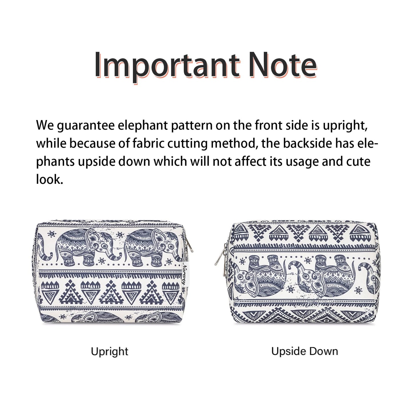 Narwey Cute Makeup Bag Travel Cosmetic Bag Organizer Toiletry Bag Make Up Bags with Compartments for Women Girls (Large, Elephant)