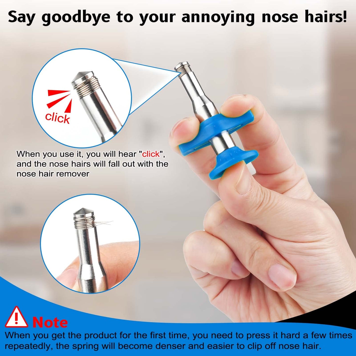 Esznuoky Nose Hair Ear Hair Removal, Upgraded Manual Hair Trimmer for Men&Women, Stainless Steel Hair Remover Waxing Kit(Blue)