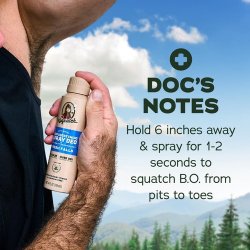 Dr. Squatch Natural Men’s Deodorant - Quick Dry, Aluminum-Free, Dermatologist-Tested | Fresh Falls, 4oz (2-Pack)