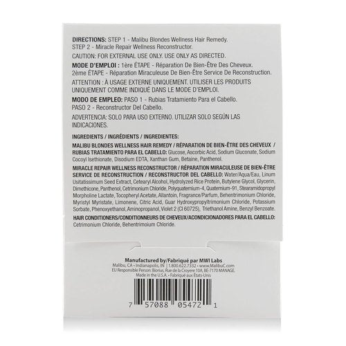 Malibu C Mini Rehab Malibu Blondes | Vitamin Complex Hair Remedy - Restores Vibrancy for Natural & Processed Blondes - 2 Packets