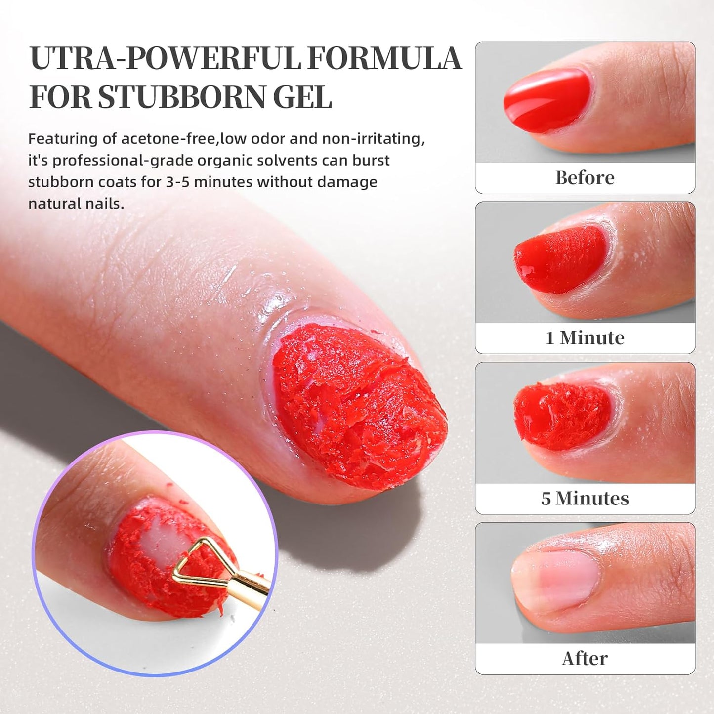 Skiennix Gel Nail Polish Remover - Low-Odor, Quick & Gentle Acetone-Free Solution | 15ml