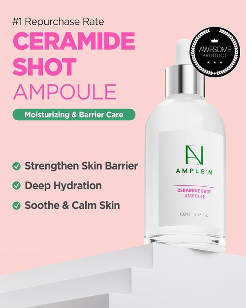 AMPLE:N Ceramide Shot Ampoule - Hydrating Anti-Aging Serum for Deep Moisturization - 3.38 fl. oz.