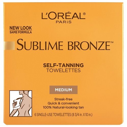L'Oreal Paris Sublime Bronze Self Tanning Towelettes - Streak-Free Natural Tan, 6 Count