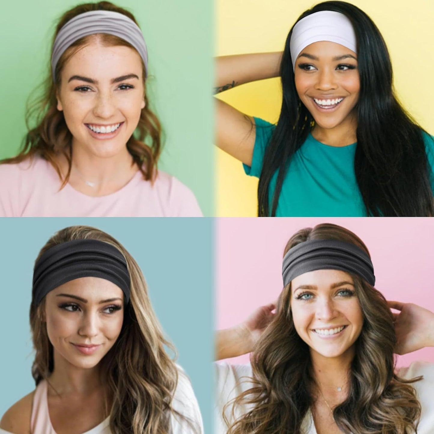 Women's Non-Slip Thick Headbands - Stretchy Sweat Bands for Yoga, Workout, Everyday Use - Pink Fashion Hair Accessories