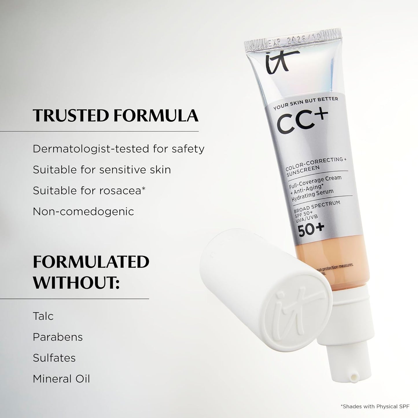 IT Cosmetics CC+ Cream - Natural Full Coverage Foundation With SPF 50+ & Anti-Aging Hydration | Lightweight, 24H Wear