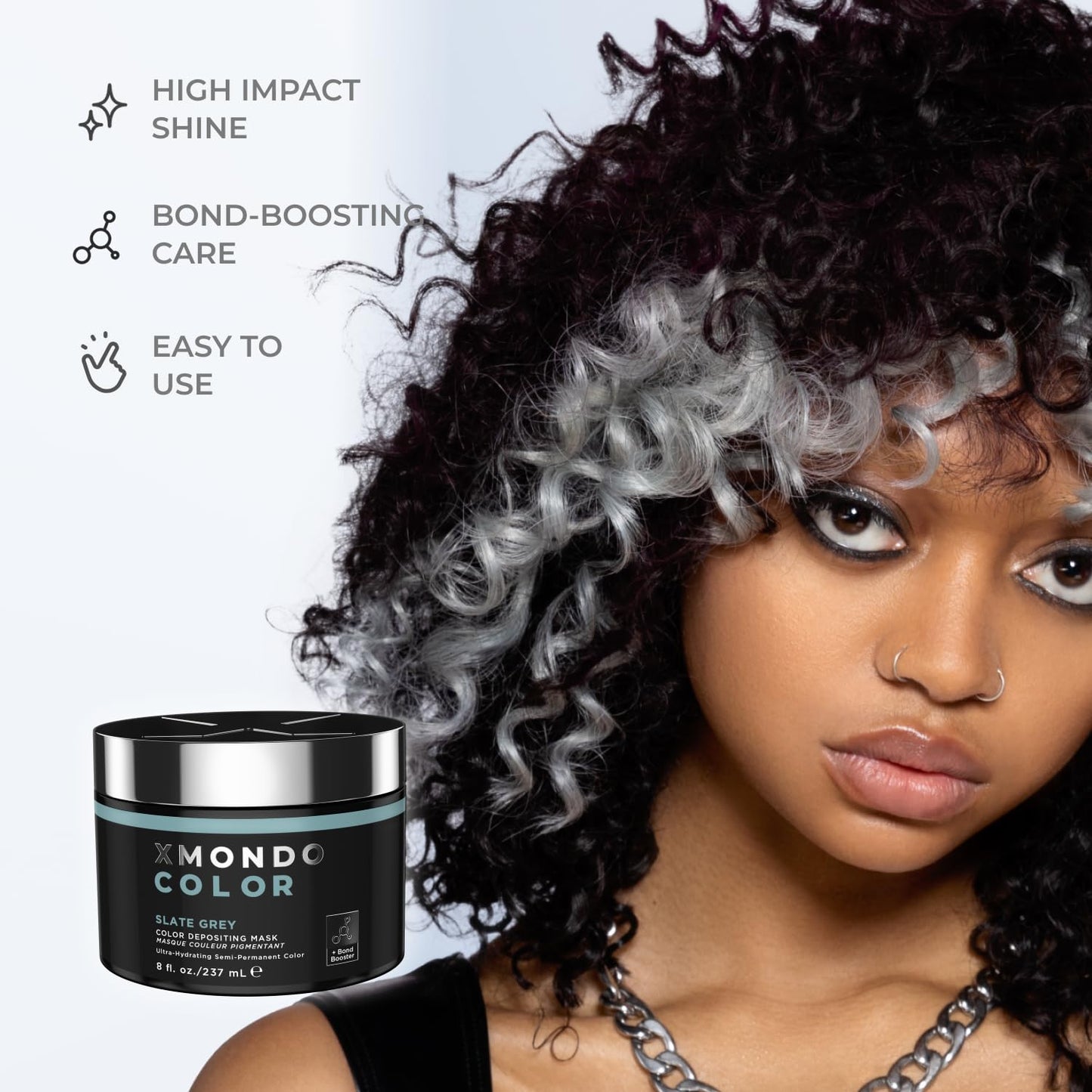 XMONDO Hair Color - Slate Grey Semi-Permanent Color | Vegan Formula with Hyaluronic Acid, 8 Fl Oz