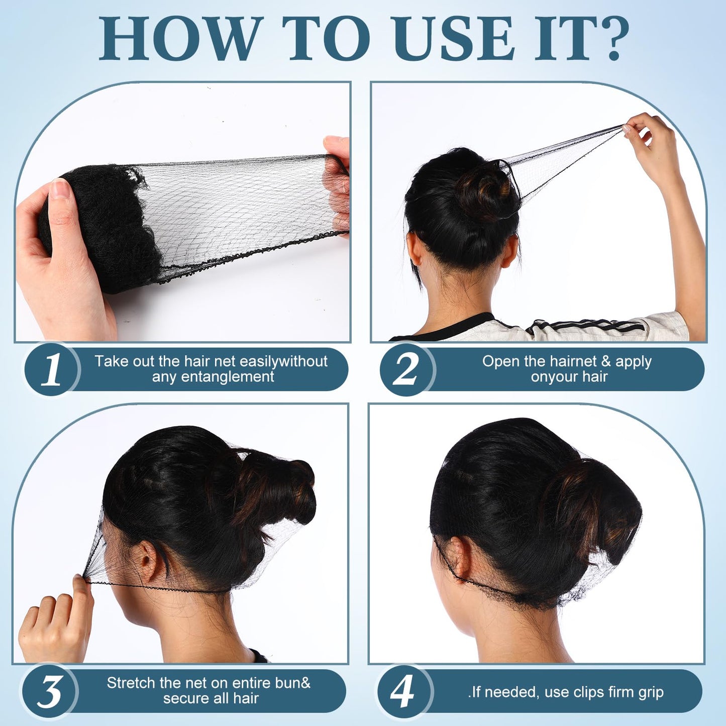 Yuxung 500 Pcs Hair Net Bulk Hair Nets for Food Service Workers 24 Inches Invisible Nylon Hair Nets for Women Elastic Edge Mesh Invisible Wig Nets for Restaurant, Ballet Dance, Kitchen (Black)