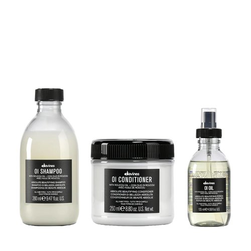 Davines OI Set - Nourishing Shampoo, Conditioner & Oil for Silky-Smooth Shine | All Hair Types